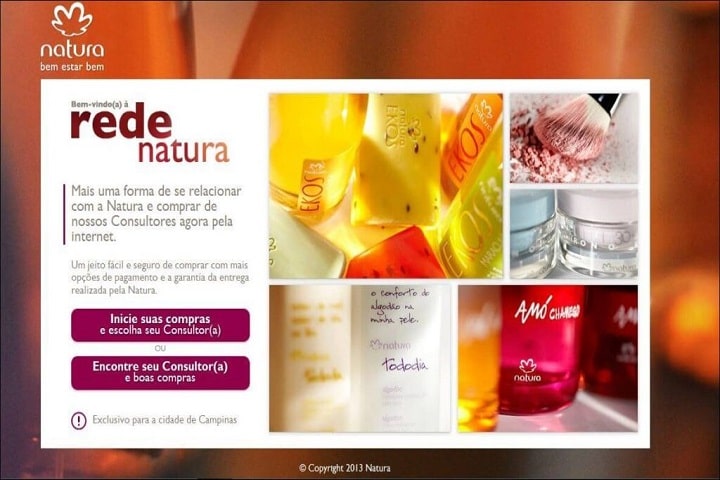 E-commerce da Natura no Brasil inteiro