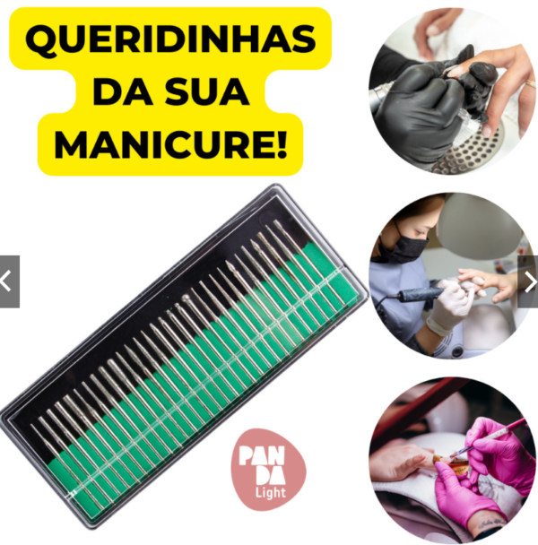 Kit 30 Brocas Lixa Unha Eletrica Profissional Nail Designer