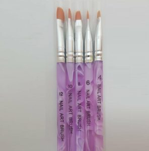 Kit com 5 Pinceis Roxo Para Decoração de Unha D&Z Sem Boleador