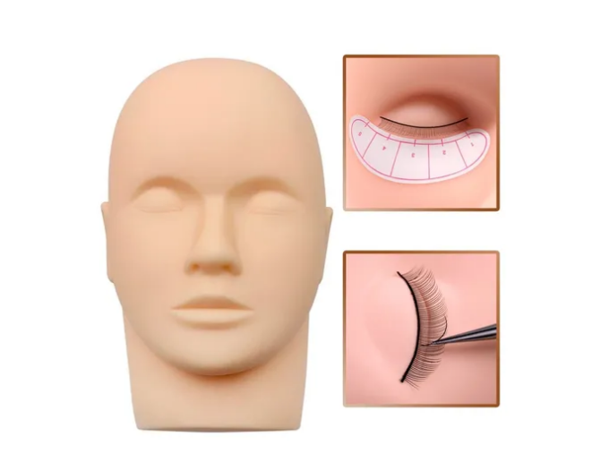 Cabeça de Boneca de Silicone P/ Treino Micropigmentação de Sobrancelha  Alongamento de Cílios Make Maquiagem