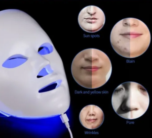 Máscara Led 7 Cores Fototerapia Rejuvenescimento Facial Tratamento Pele Acne