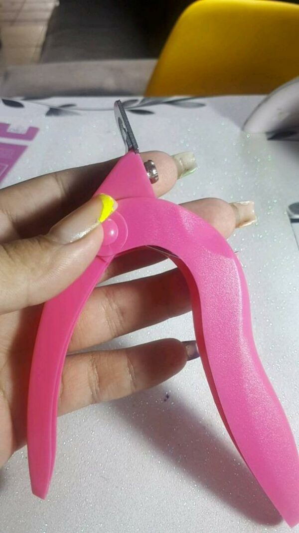 Cortador De Tips Com Depósito Unhas Nail Triple Cut Alicate Rosa