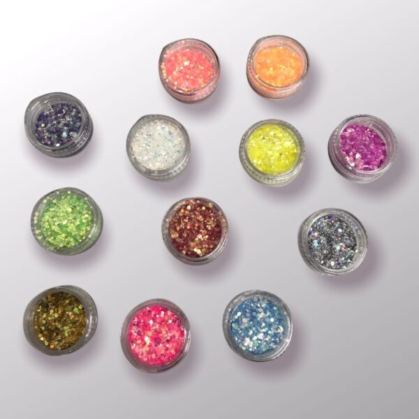 KIT COM 12 CORES GLITTER - Decoração Unhas Nail Art