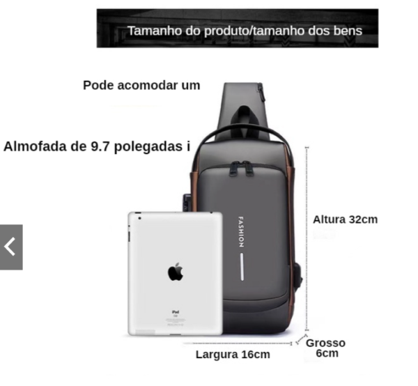 Mochila De Peito Masculina À Prova D'água Com Trava De Código