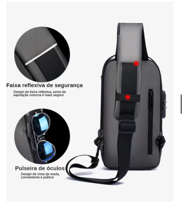 Mochila De Peito Masculina À Prova D'água Com Trava De Código