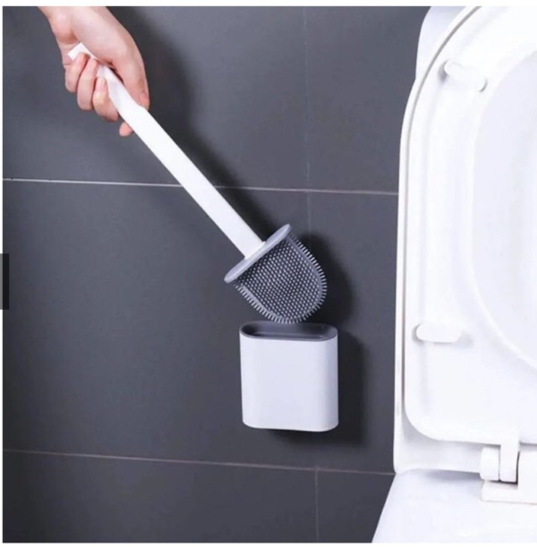 Escova Sanitária Silicone Para Limpar Vaso Privada Com Suporte