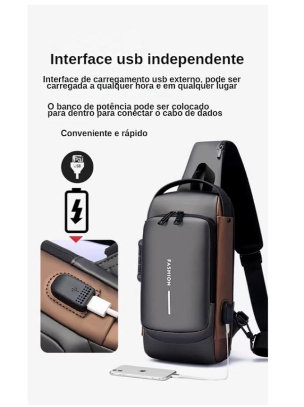 Mochila De Peito Masculina À Prova D'água Com Trava De Código