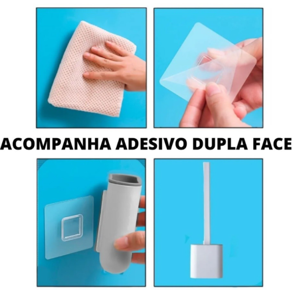 Escova Sanitária Silicone Para Limpar Vaso Privada Com Suporte