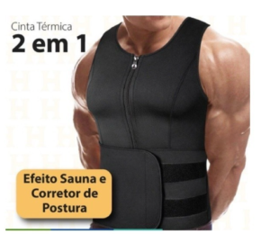 Regata Masculina Queima Gorduras Barriga Camiseta Cinta Lombar Reforçada Abdominal Para Costas Masculino