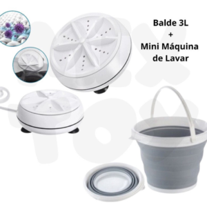 Kit Balde Retrátil 3L 5L ou 10 L Silicone + Mini Máquina de Lava